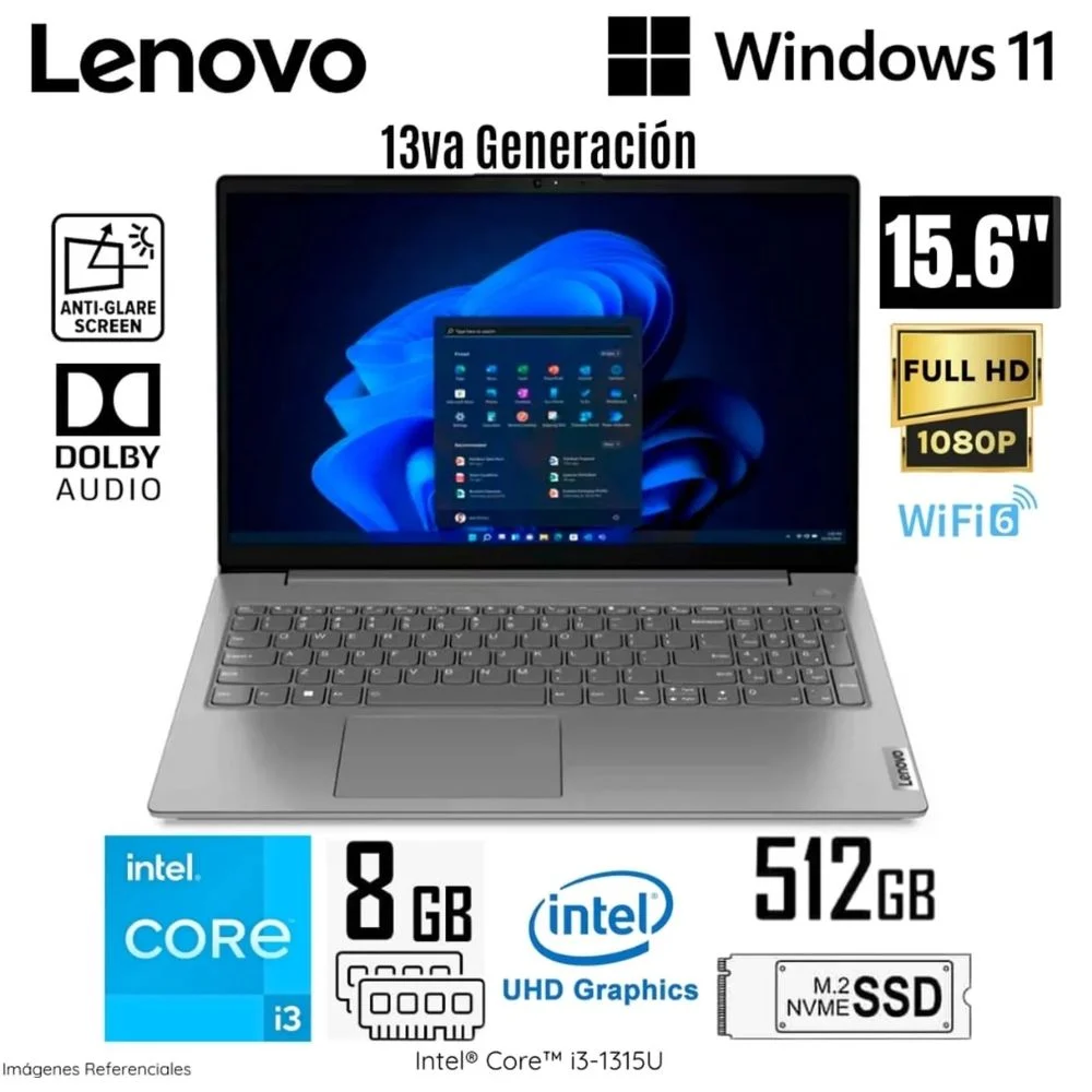 LAPTOP LENOVO V15 G4 IRU INTEL CORE I3-1315U 8GB RAM 512GB SSD 15.6' FHD - 83A100EMLM