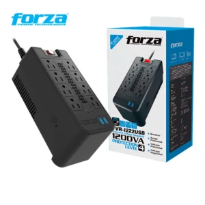 ESTABILIZADOR FORZA FVR-1222 USB 1200VA/600W 8 TOMAS BLACK