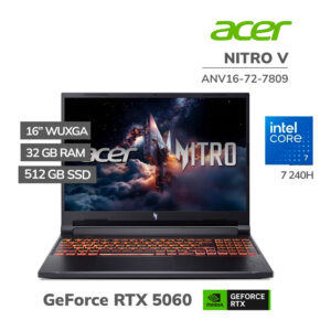 ACER NITRO V16 ANV16-72-7809 CORE I7 240H Rtx 5060 32GB RAM 512 GB SSD 15.6" Fhd (1920 X 1080) 180Hz Nvidia Geforce