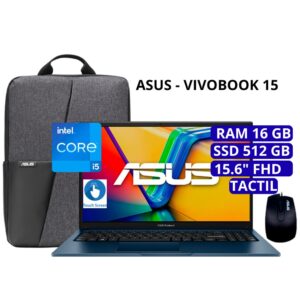 Laptop Asus Vivobook 15 Intel Core 5 120u 16gb 512ssd 15.6" Fhd + Mochila + Mouse