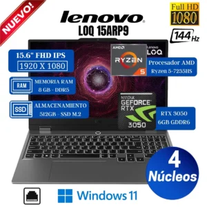 Lenovo Loq 15arp9 15.6 Fhd R5 7235hs 8gb/512gb Rtx 3050 6gb
