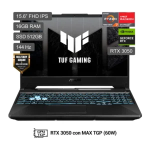 Notebook Gaming ASUS TUF A15, 15.6" FHD IPS, Ryzen 7 7445HS 3.2/4.7 GHz, 16GB DDR5-4800  SSD 512gb