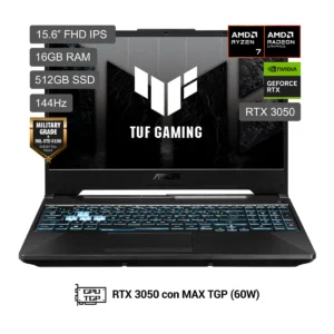 Laptop Asus Tuf Gaming A15 AMD Ryzen 7 170 RTX 3050 16Gb RAM 512 SSD Fa506Ncq-Hn013W WIN 11