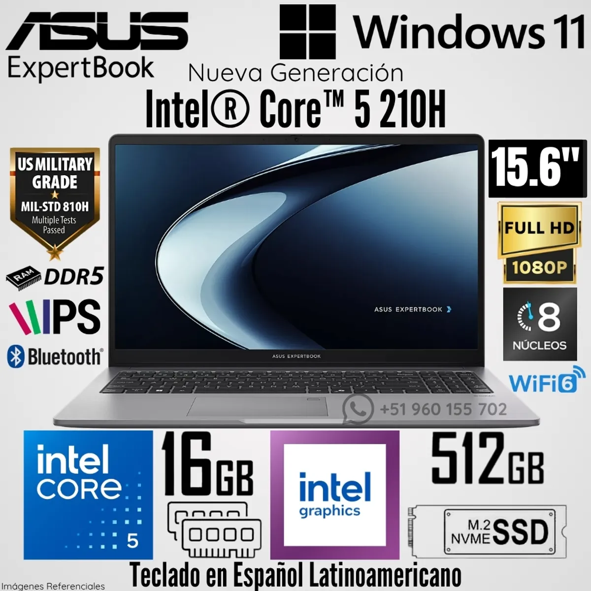 Asus ExpertBook P1 P1503 P1503CVA-S72381 39.6cm (15.6") - Full HD - 60Hz - Intel Core 5 210H - 16GB - 512GB SSD