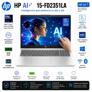 Laptop HP 15-FD2351LA 15.6" Core Ultra 5 225U 8GB 512GB SSD