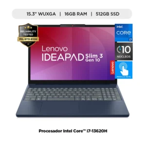 Laptop Lenovo IdeaPad Slim 3i Intel Core i7  13620H16GB RAM 512GB SSD 15.3" WUXGA Tactil