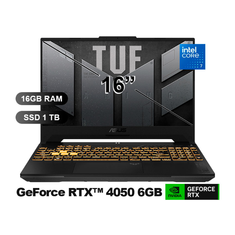 LAPTOP ASUS TUF GAMING A16 FX607VU-RL228 I7- 240H 16GB 1TB RTX4050 6GB 16 FREE